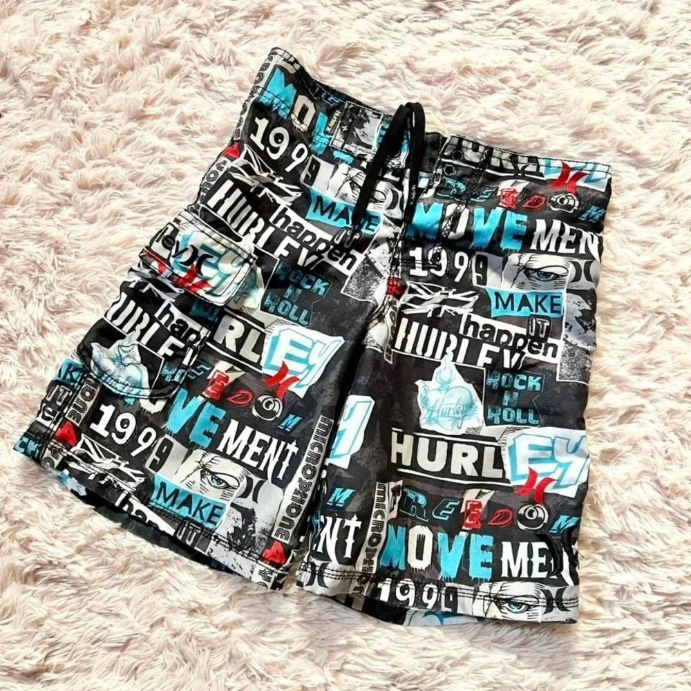 Hurley Graffiti Graphic 90s Grunge‎ Beachy Surfer PopPunk Men's Board Shorts